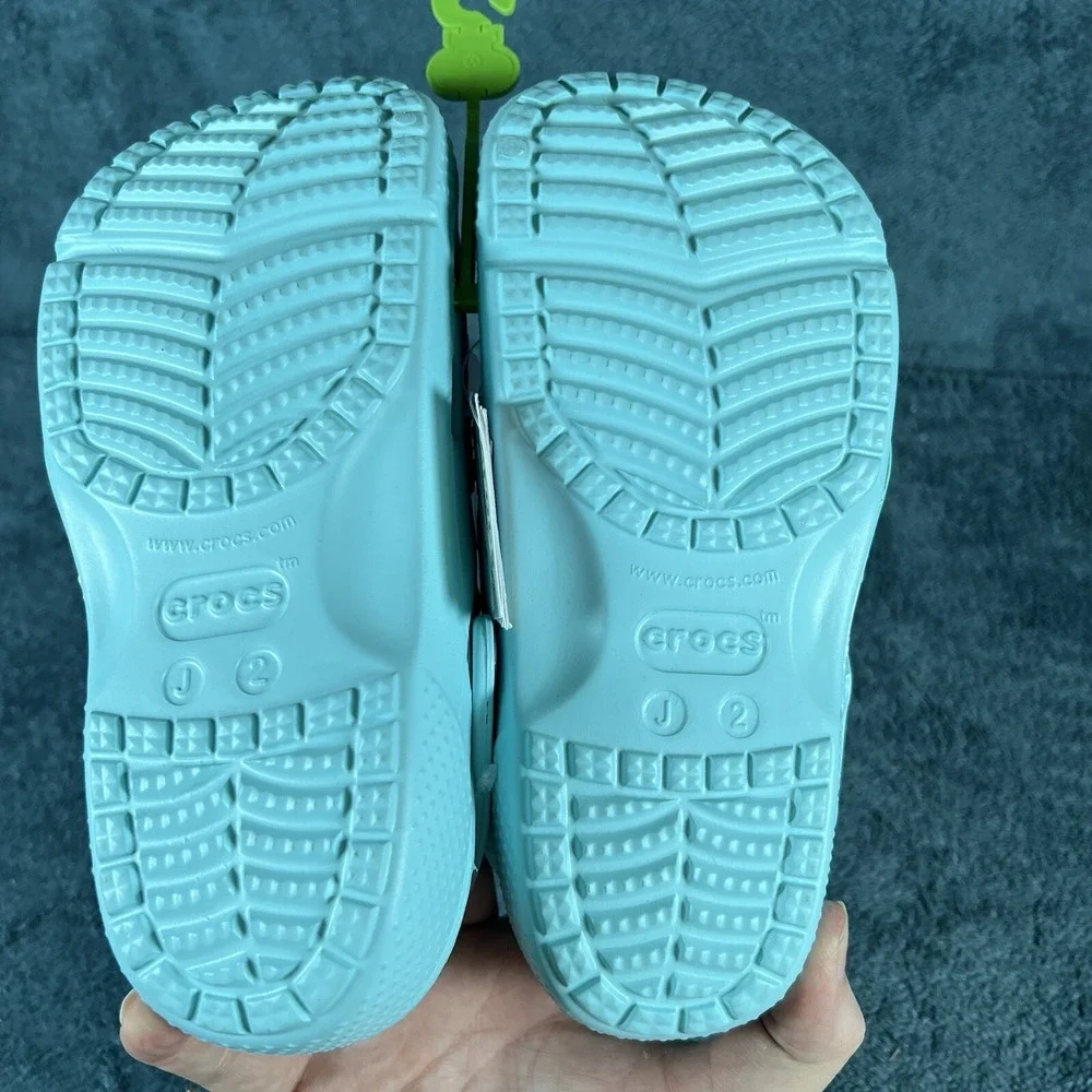 Crocs Fun Lab Disney's Frozen II Elsa And Anna Ice‎ Blue Clog Juniors Size J2